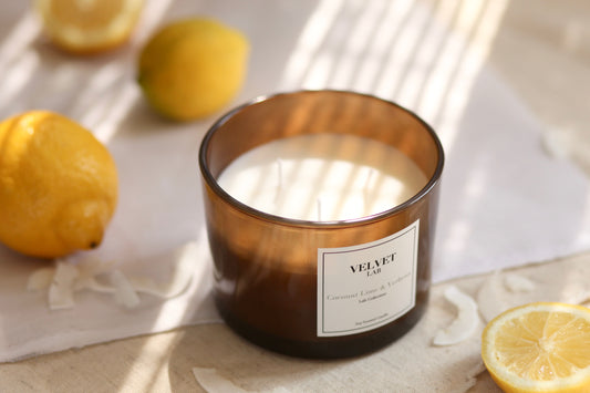 vela fragancia aroma coco y limón